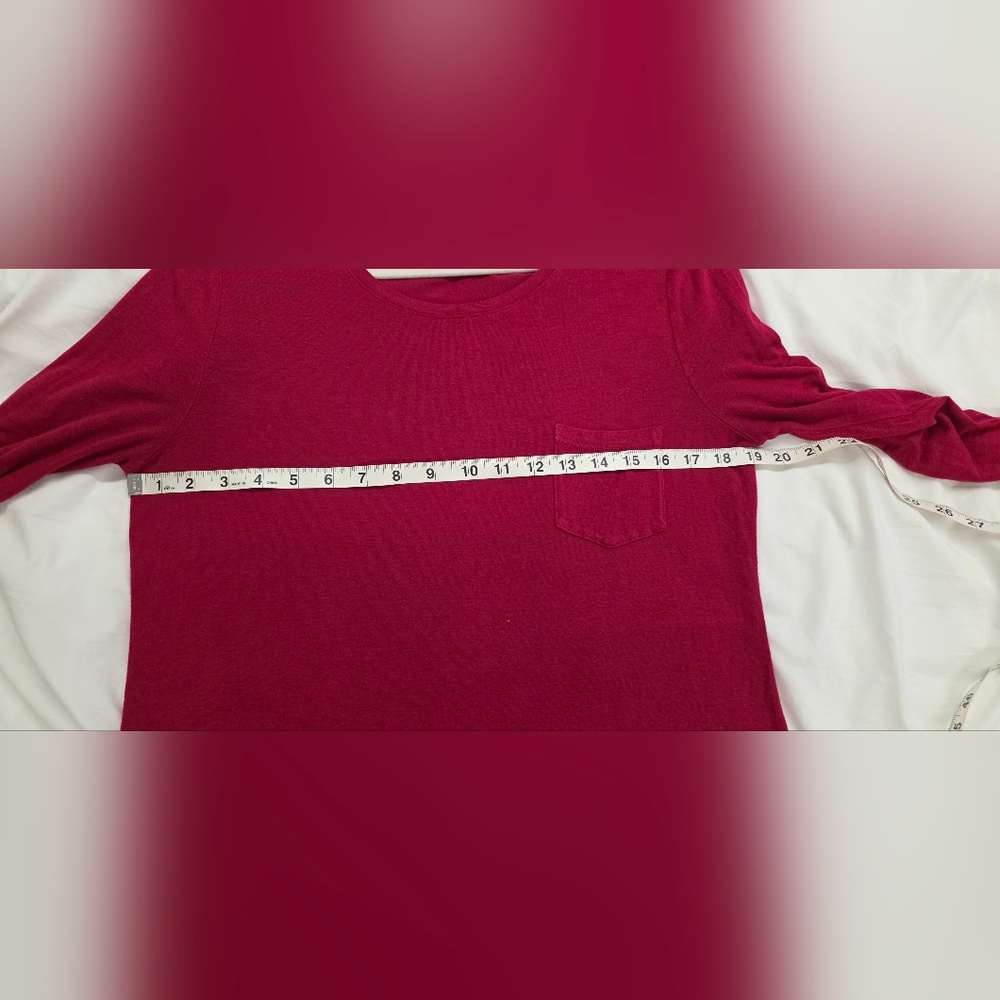 🔥prAna Raspberry Pink Long Sleeve Pocket Tee Scoop Neck Top Medium - Picture 6 of 7